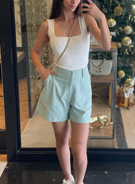 shorts washed linen borda barroca