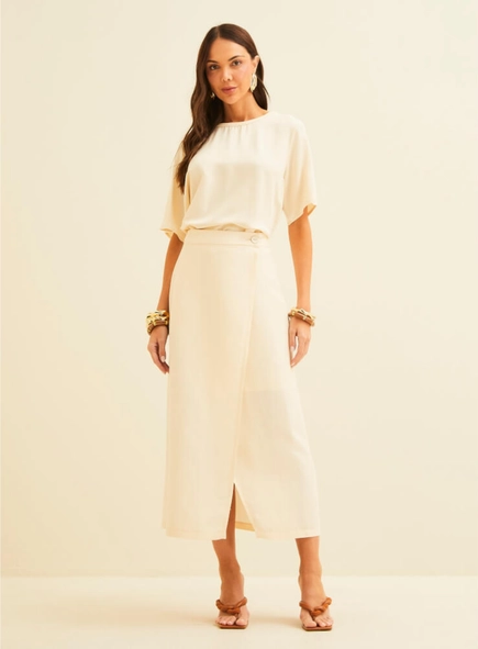 blusa forum crepe chic manga curta