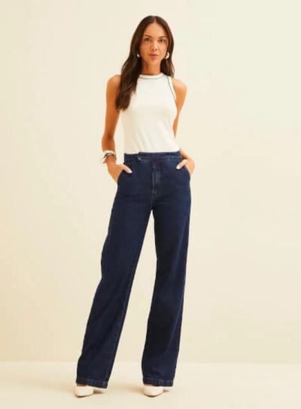 calça jeans forum reta bolso faca