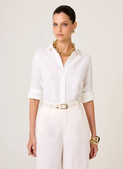 camisa dudalina ml regular linho 100%