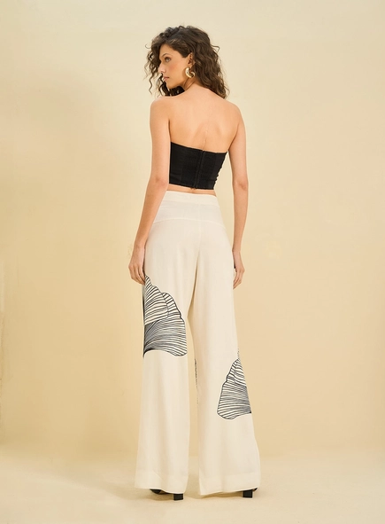 calça linho estampada open