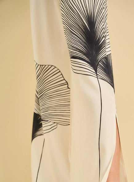 calça linho estampada open