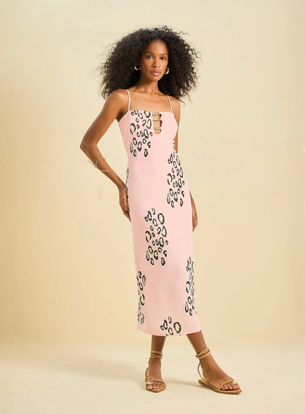 vestido midi estampado open