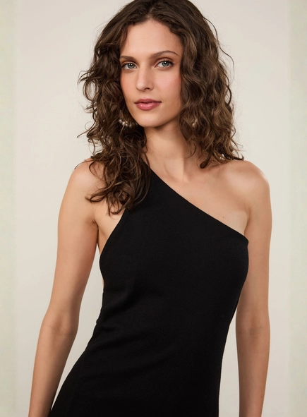 vestido midi malha decote
