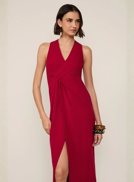 vestido midi animale transpasse sponge
