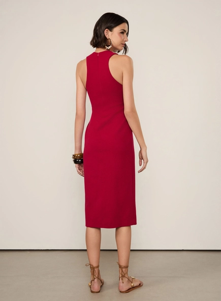 vestido midi animale transpasse sponge