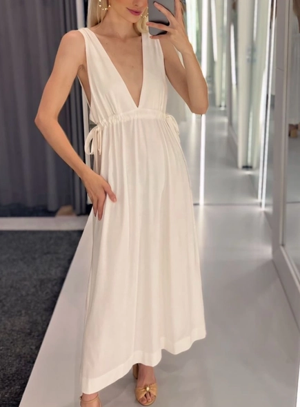 vestido midi animale amarração lateral