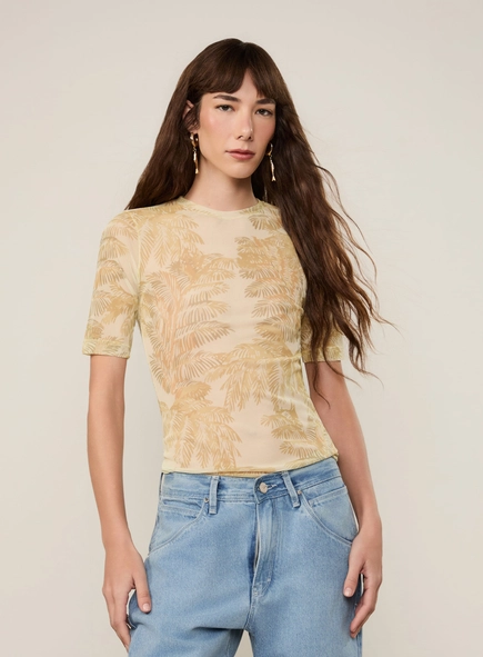 blusa tule mc animale folhagem plumes