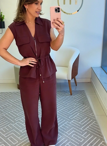 conjunto alfaiataria calça e colete audrey