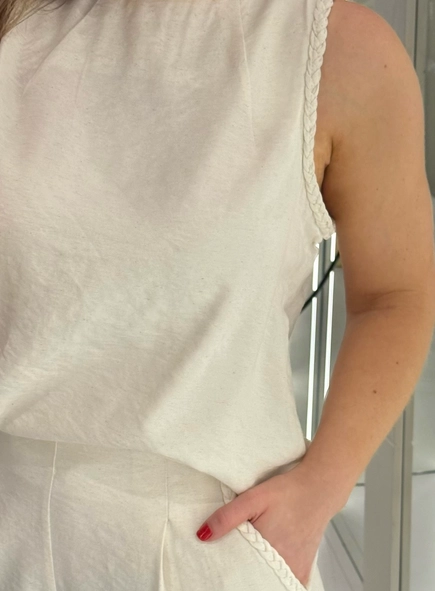 conjunto short e blusa trança viscolinho
