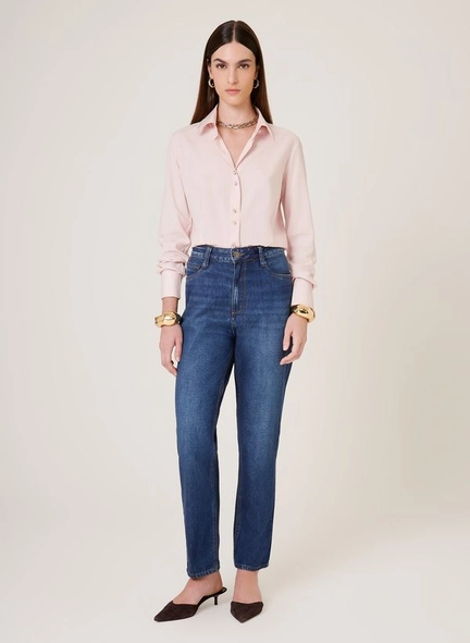 calça jeans mom s alta fp dudalina