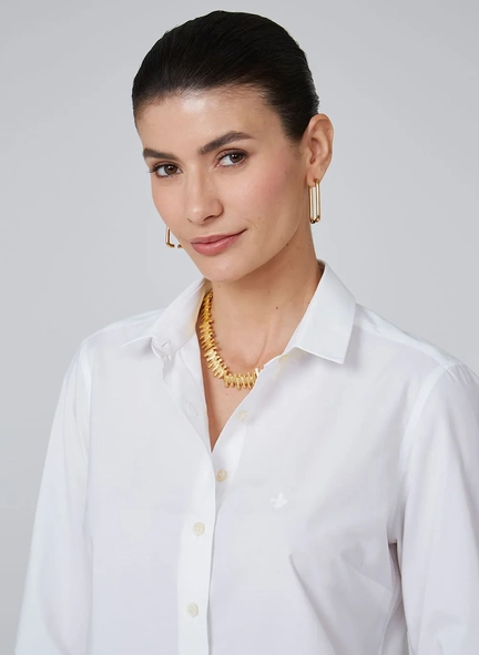 camisa ml fem regular tricoline liso dudalina