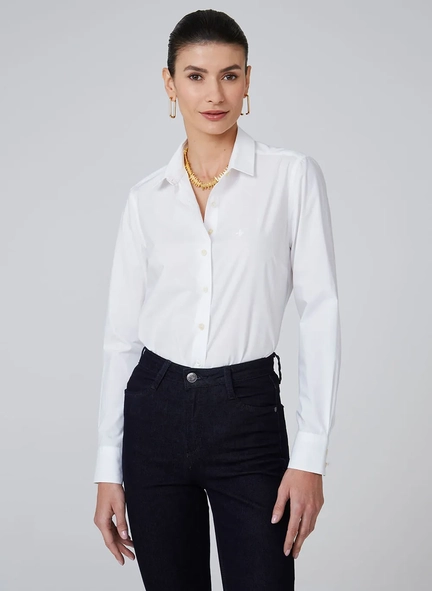 camisa ml fem regular tricoline liso dudalina