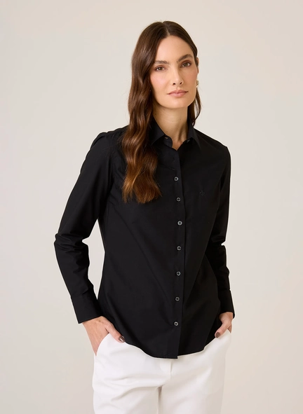 camisa ml fem regular tricoline liso dudalina