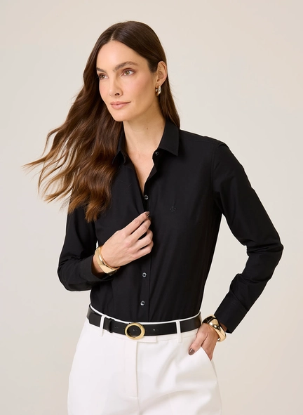 camisa ml fem regular tricoline liso dudalina