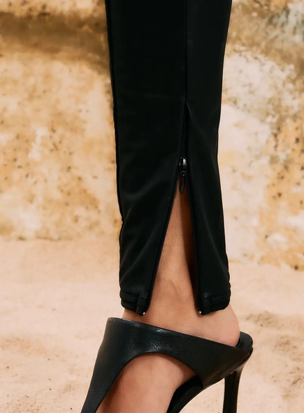 calça legging open resinada zíper