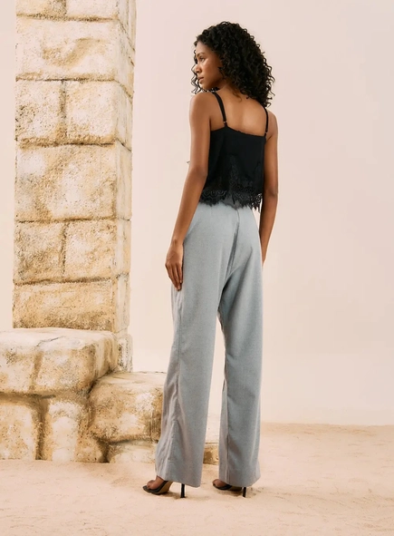 calça alfaiataria open toque lã
