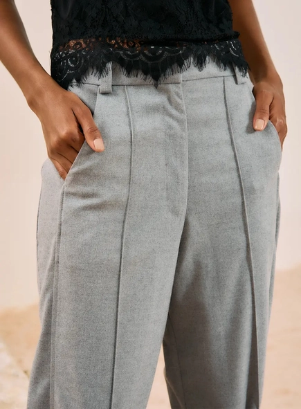 calça alfaiataria open toque lã