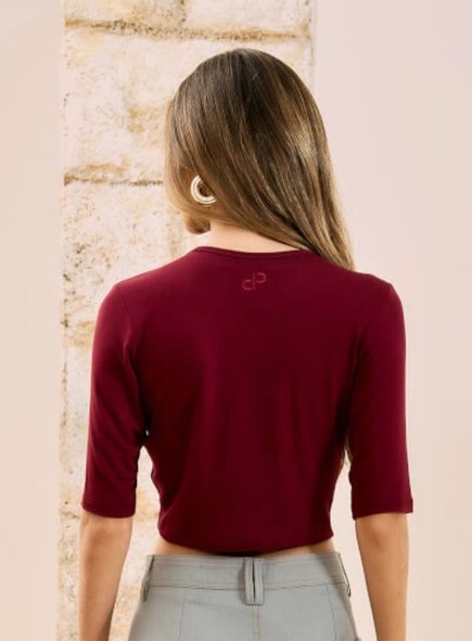 blusa open viscolinho cropped meia manga