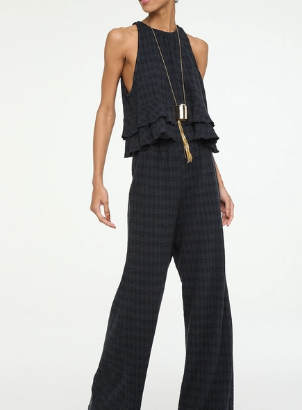 calça pantalona textura