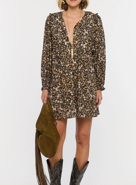 vestido curto voil animale boho liberty onça color