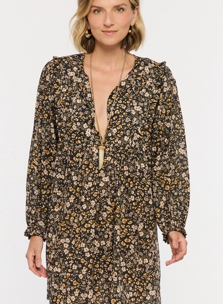 vestido curto voil animale boho liberty onça color