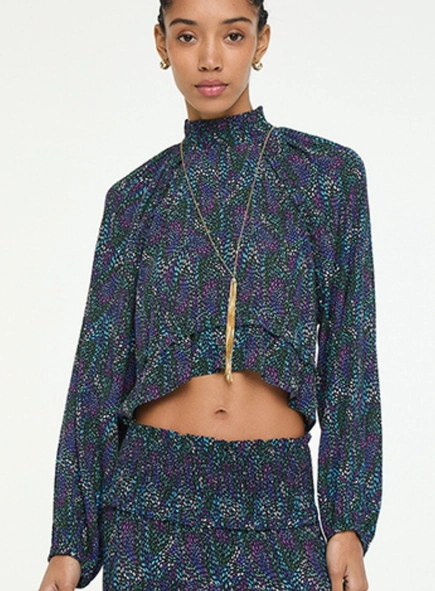 blusa animale raglan babados textura fairy