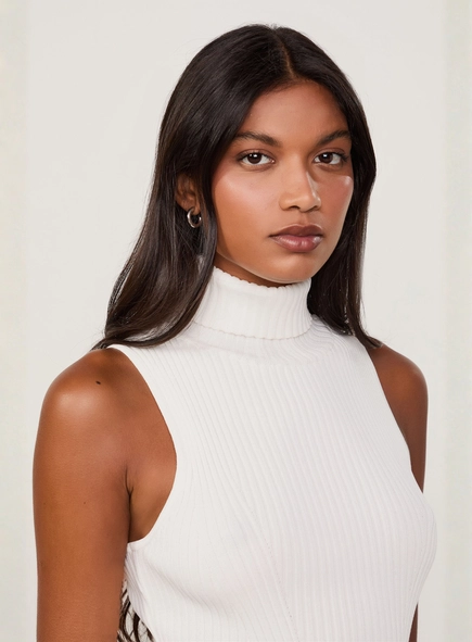 regata tricot com gola alta animale jeans