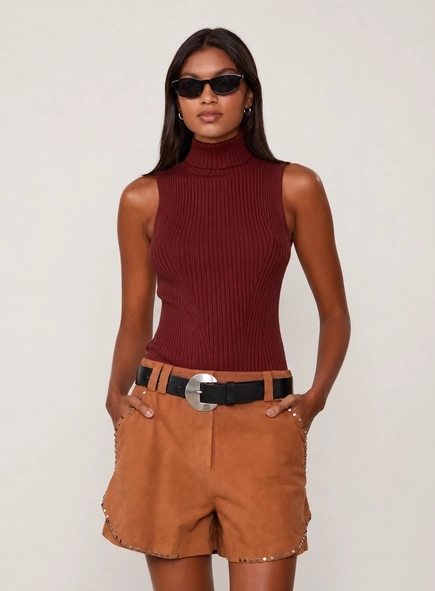regata tricot com gola alta animale jeans