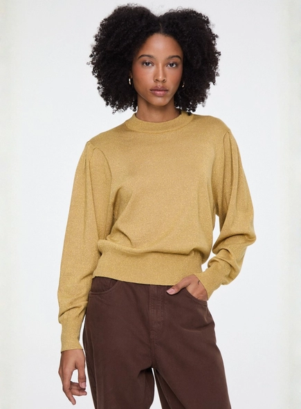 blusa tricot lurex pregas ombro animale jeans