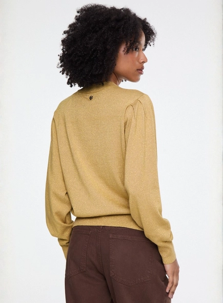 blusa tricot lurex pregas ombro animale jeans