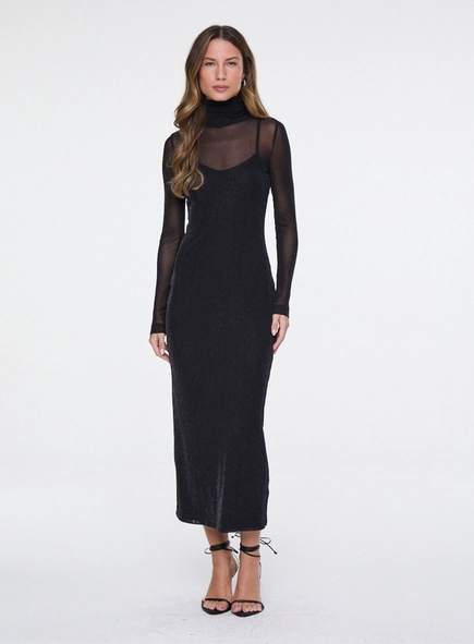 vestido midi tule com glitter animale jeans