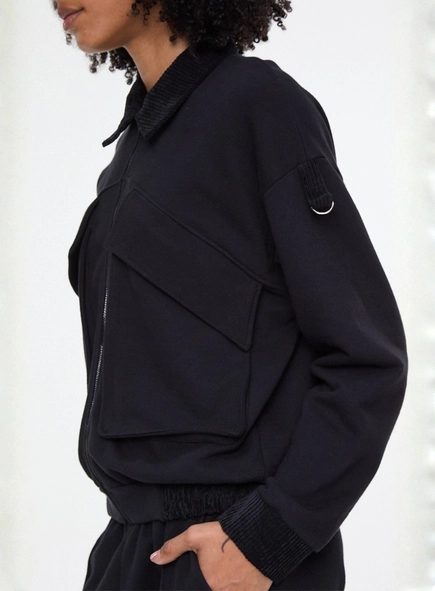 jaqueta moletom detalhes rib animale jeans cj