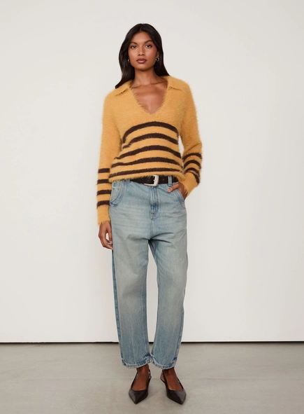 blusa tricot polo listrada animale jeans