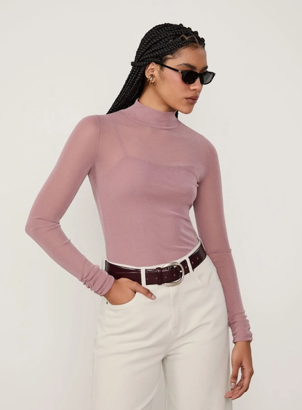 blusa ml tule glitter gola alta com regata animale jeans