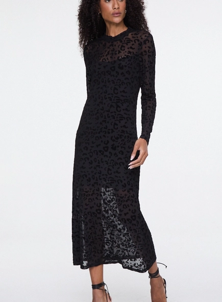 vestido midi devore onça ml animale jeans