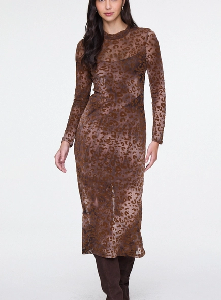 vestido midi devore onça ml animale jeans