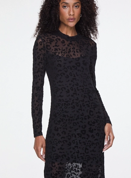 vestido midi devore onça ml animale jeans