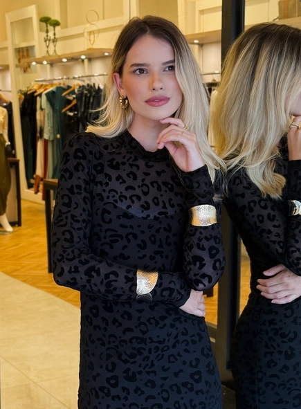 vestido midi devore onça ml animale jeans