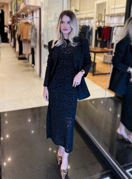 vestido midi devore onça ml animale jeans