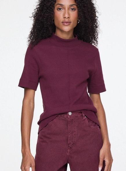 blusa mc gola alta ribana animale jeans