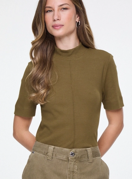 blusa mc gola alta ribana animale jeans