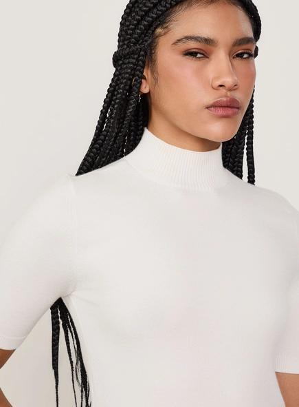 blusa tricot manga curta gola animale jeans
