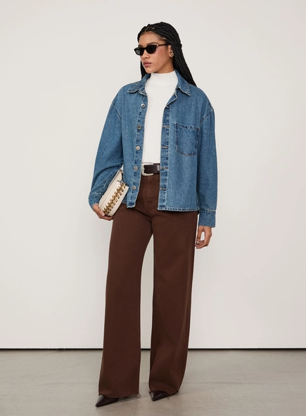 blusa tricot manga curta gola animale jeans