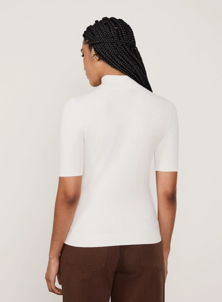 blusa tricot manga curta gola animale jeans