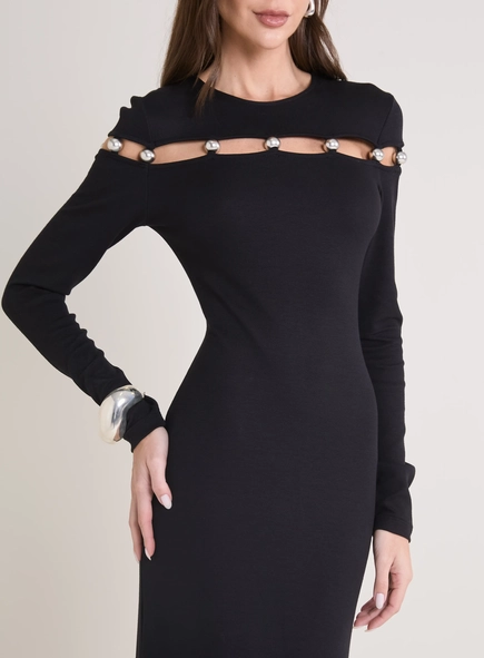 vestido midi manga longa esferas forum