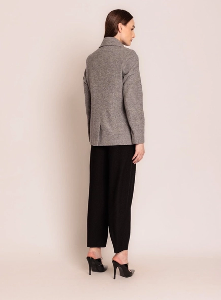 casaco 3/4 lã velour borda barroca
