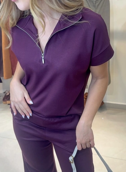 conjunto comfy calça e blusa gola zíper