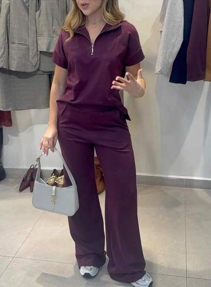 conjunto comfy calça e blusa gola zíper