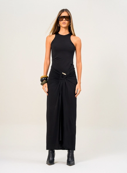 vestido longo saia pareo open